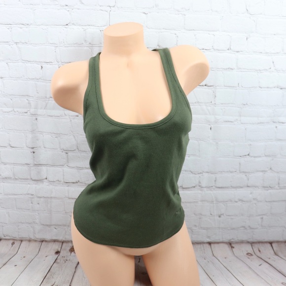 VS PINK logo racerback Lounge Tank Top olive - Picture 2 of 8